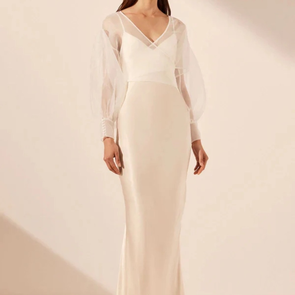 Shona Joy Cream Sheer Sleeve Blouse